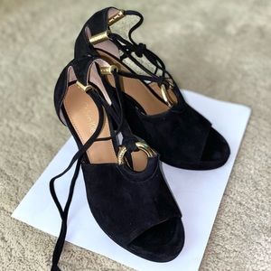 Calvin Klein Suede Leather Black Sandals with ties